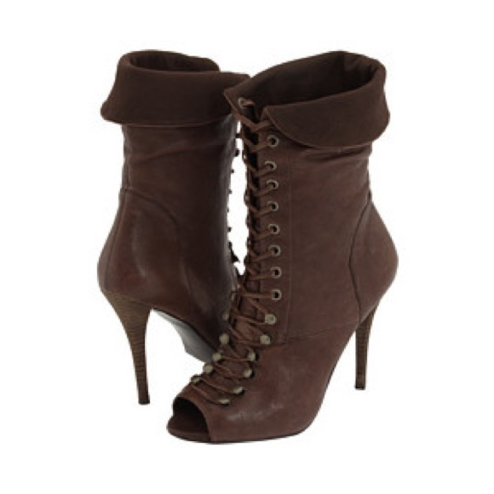 Guess Leather Peep-Toe Booties